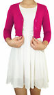 Women Cropped Cardigan 3/4 Sleeve Fitted V-Neck Soft Knit Regular & Plus Size