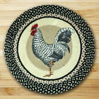 Braided Round Stenciled Painted Area Rug By Earth Rugs. ROOSTER. 27” Round