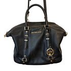 Michael Kors Bedford Black Bowling Leather Satchel Bag Handbag