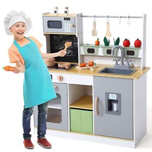 Super Large Cooking Pretend Play Kitchen Sets Kids Wooden Playset Toys Gifts