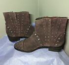 METAPHOR Studded LEATHER Suede Ankle Boots Eggplant Brown Indy Size 8 Women's