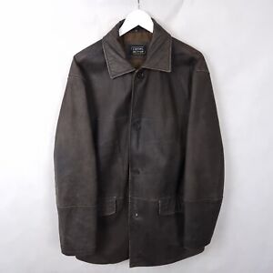 CAMEL ACTIVE Leather Jacket Mens XL Soft Lambskin Lined Collared Coat Button Up
