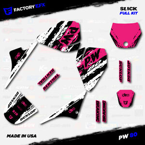 White & Pink Slick Racing Graphics kit fits Yamaha PW80 PW 80 All Years Custom