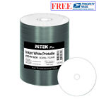 100 Pack Ritek Pro CD-R 52X 700MB White Inkjet Hub Printable Blank Media Disc