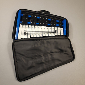 25 Note Glockenspiel Xylophone Blue Chromatic Wooden Base 2 Mallets & Bag