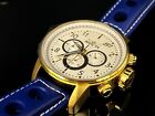 NEW Invicta S1 Rally Men's 48mm Chronograph Watch Blue Strap Gold Case and Dial