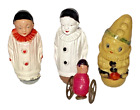 Lot 4 Vintage Celluloid Character Roly Poly Clowns Wobble Toy