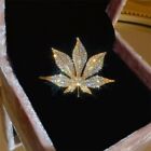Fashion Crystal Zircon Maple Leaf Pearl Butterfly Brooch Pin Jewelry Women Gift