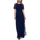 B&A by Betsy and Adam Womens Embellished Cascade Evening Dress Gown BHFO 0565