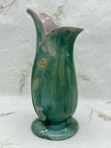 Stangl Terra Rose Pottery Rare Shape Vase Green Pink 8 1/2