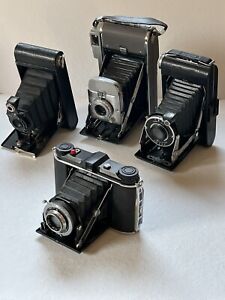 4 Vintage Accordion Folding Cameras Kodak Polaroid Agfa Untested