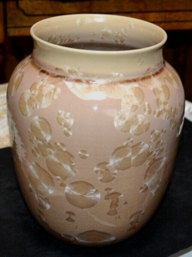 Large Vintage Crystalline Ceramic Vase Jar Art Pottery Artist Signed WARD 9