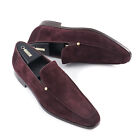 Zilli Plum Burgundy Purple Soft Calf Suede Loafers US 9 (Eu 42) Dress Shoes