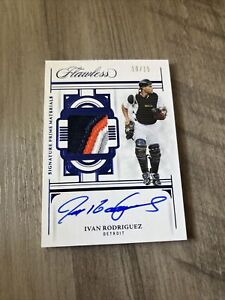 New Listing2023 Panini Flawless Ivan Rodriguez 5 Color Patch Auto /15 Detroit Tigers SPM-IR