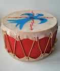Native American Style Drum Real Rawhide Red Vtg 70s Handmade Indian Thunderbird