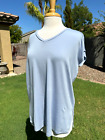Eileen Fisher V Neck Long Boxy Top Women's S Dolphin Tencel Jersey $98 NWT