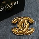 CHANEL Gold Plated CC Logos Matelasse Vintage Pin Brooch #9201a Rise-on