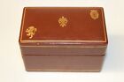 MADE IN ITALY WOOD & LEATHER PLAYING CARD BOX DOUBLE DECK CARD HOLDER WITH GOLD