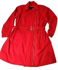 Ashley Stewart Womens Trenchcoat Dress red belted pockets Large 14/16 Plus Size