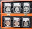 2021 Morgan  Peace Dollar 6 Coin Set NGC MS70 first day with wooden box- pop 151