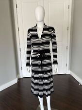 L’ARGENCE Black, White, Silver Striped Knit Long Line Cardigan  XS