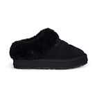 UGG TAZZLITA BLACK SUEDE SHEARLING SLIPPERS SIZE US YOUTH 4 FIT'S WOMEN'S 6 NEW