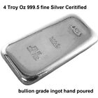 4 Oz 999.5 Fine Grade Silver Bullion Investor Quality Ingot Bar Hand Poured