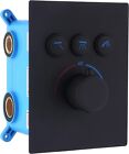 3 Way Shower Mixer Valve Kit, Push-Button Thermostatic Shower Valve Black Silver