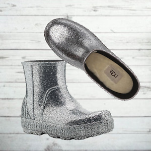 UGG Drizlita Glitter Women's Waterproof Rain Snow Boots Silver SELECT SIZE NEW