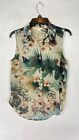 H&M Womens Button Up Sleeveless Blouse Top Floral Tropical Print Size 2.