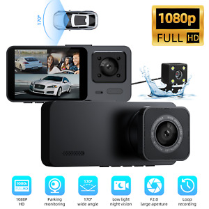 Car Dual Len Dashs Cam 1080P Front/Rear/Inside Video Recorder Camera G-sensor