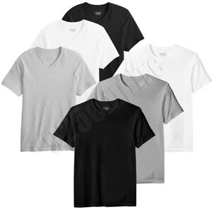 3 or 6 Pack Men Undershirt V-Neck/Crew Tagless Black/White Gray 100%Cotton