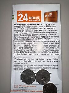 HOME DEPOT Up To 24 Months Financing Coupon Valid Till 05/08/2024