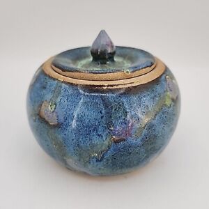 Beautiful Hand Thrown, Studio Art Pottery, Unique Glazed Jar With Lid, Signed