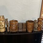 Hand Carved Lot,glass Tiki Cups Read Description