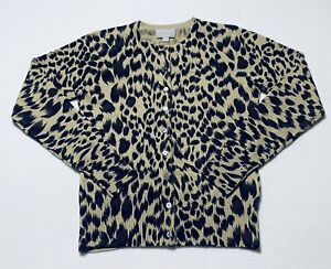 PURE Collection 100% Cashmere Cheetah Print Cardigan Sweater | Women’s US 2