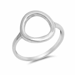 Circle O Simple Plain Open Ring Band 925 Sterling Silver