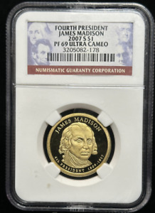 New ListingNGC PF 69 Ultra Cameo Fourth President 2007 S $1 James Madison Coin