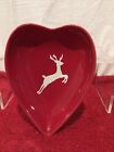 LAURIE GATES DASHER RED CANDY HEART DISH BOWL REINDEER CHRISTMAS