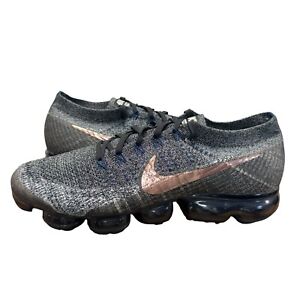 Nike Air VaporMax Flyknit Sneakers Copper Swoosh Grey Running Shoes Men's Sz 13