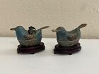 Vintage Chinese Plique a Jour Cloisonne Pair of Duck Bird From Boxes Figurines