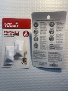 Lot of 2 HYPERTOUGH Removable Adhesive Hooks, Holds 2-lbs • 2-Pack