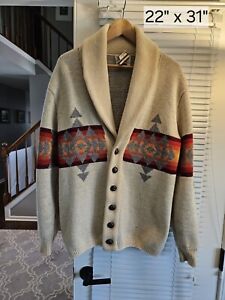 Vintage Pendleton Shawl Collar Cardigan High Grade Western Sweater Aztec M NWT