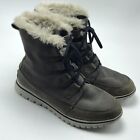 Sorel Boots Womens Sz 10 Cozy Joan Snow Winter Grey Suede Faux Fur NL2745-052