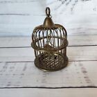 Brass dome Hanging Bird Cage Stand Deco with Bird on Perch 4½