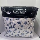 Ralph Lauren Queen Comforter Set Anya Blue Floral Stripe Reversible Full Cotton