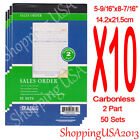 10 X 2 Part Invoice Book Sale Order Carbonless Receipt Forms 50 Sets Duplicate**