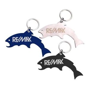 Personalized Trout Shaped Stainless Steel Bottle Opener Key Ring Printed 100 QTY