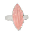 Natural Carved Rose Quartz 925 Sterling Silver Ring Jewelry s.8.5 CR28110