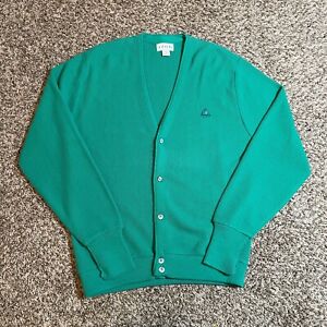 Vintage IZOD Cardigan Sweater Size M Teal Blue Acrylic USA Made - Pre-Owned